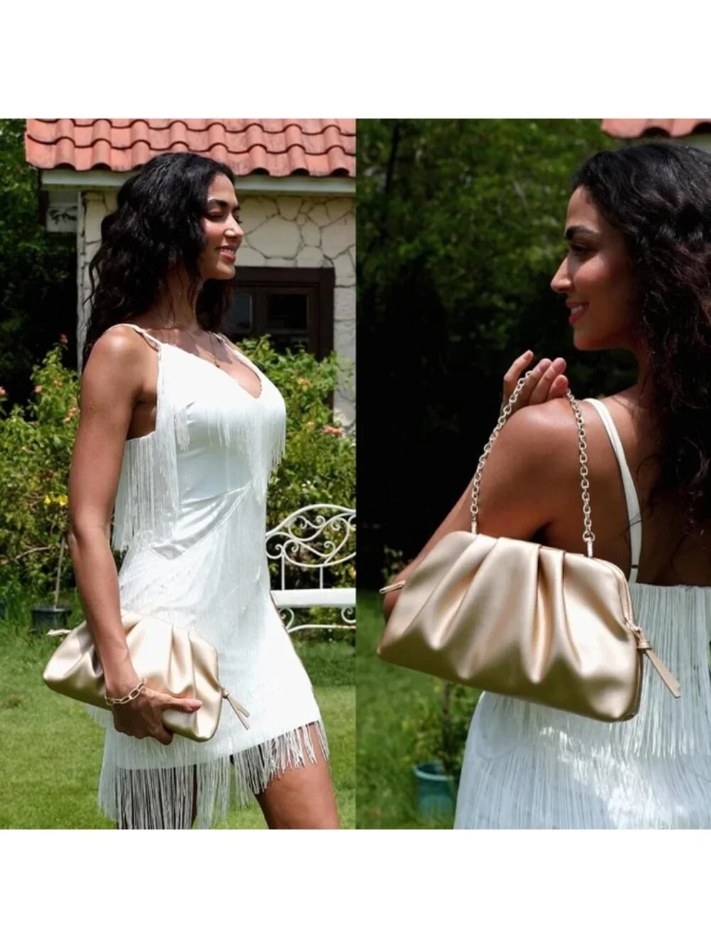 Stylish Vegan Leather Pleated Clutch Purse for Women - Chic Evening Bag with Zip